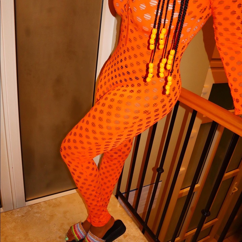 Orange Distressed Romper